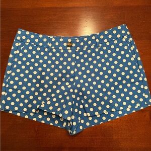 Boden Blue and White Polka Dot High Waist Shorts
